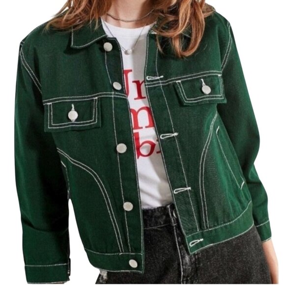 Unif NWT Denim Jacket Holy Green 3/4 Sleeve ASO TV 911/ Scream/The Fosters SizeS - Picture 5 of 16
